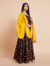Purple Woven Art Silk Kurta With Dupatta